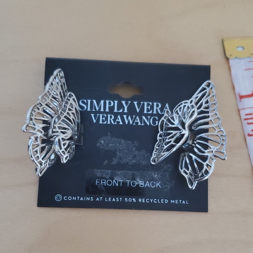 Simply Vera Vera Wang Silver-tone Openwork Butterfly Wing Earrings - Picture 4 of 4